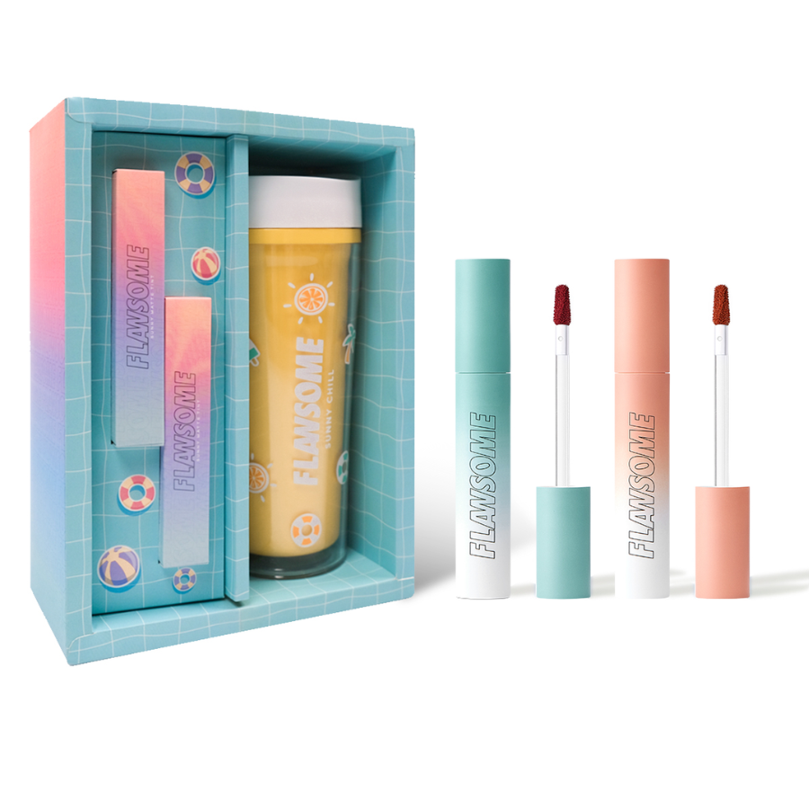 Set son trang điểm kem lì siêu mịn Flawsome Sunny Matte Tint (3g x 2) + Tặng Bình nước giữ nhiệt Flawsome