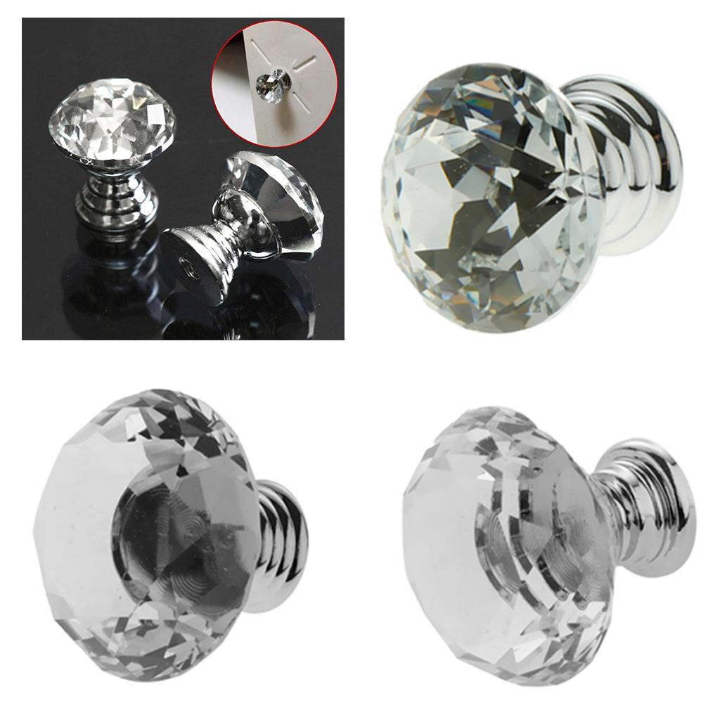 10x Glass Diamond Door Knob Drawer Dresser Pull Handle Cabinet Hardware