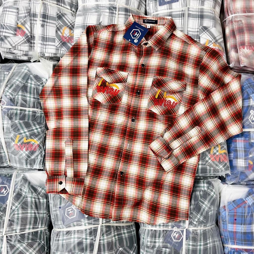 ÁO SƠ MI NAM TAY DÀI KATE LỤA EVISU 1991 HÌNH THÊU HOTREND THỜI TRANG NAM 1986