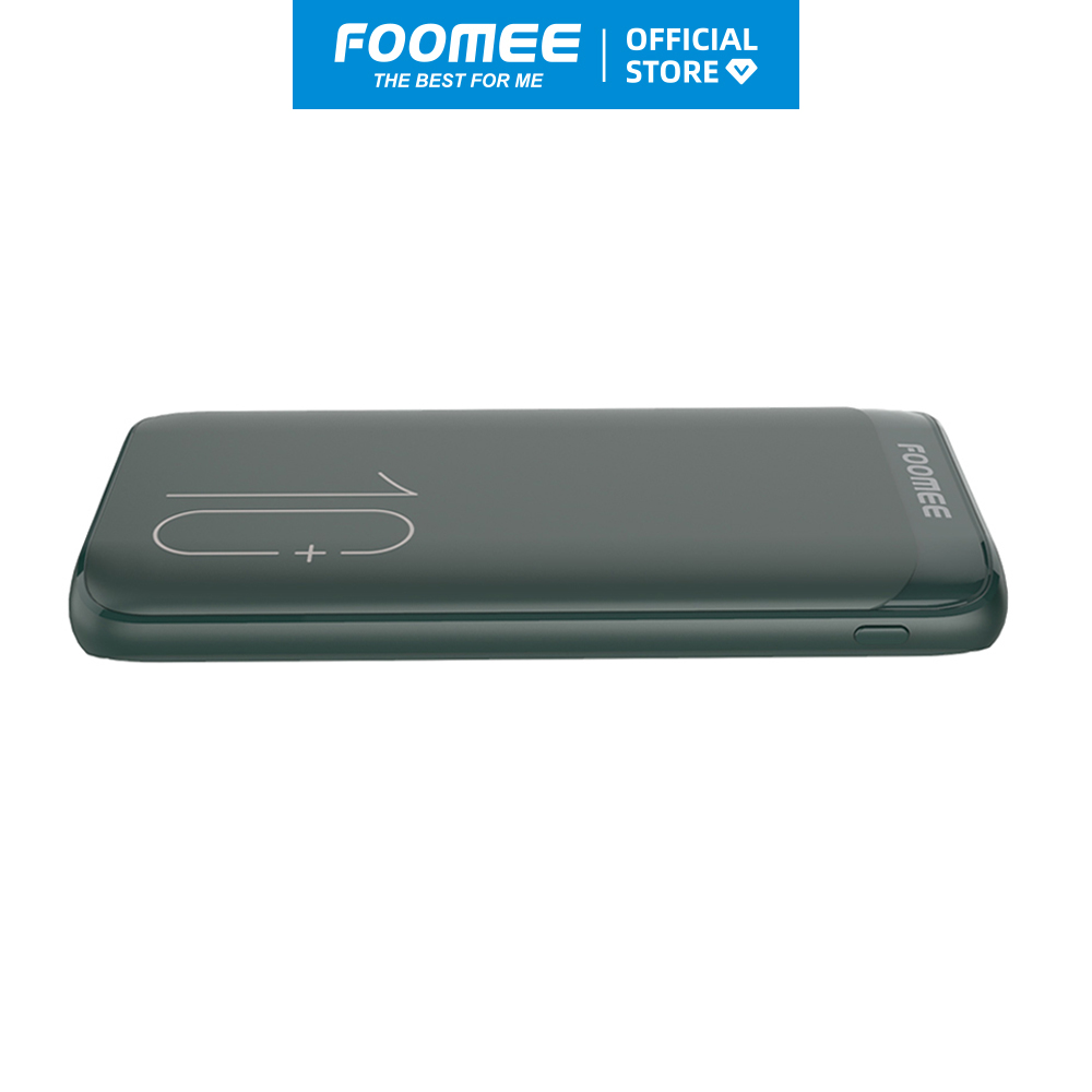 Pin Sạc Dự Phòng 10000mAh FOOMEE RB10 - Sạc Nhanh 2.1A - Đen/Trắng/Xanh Lá - Hàng Chính Hãng