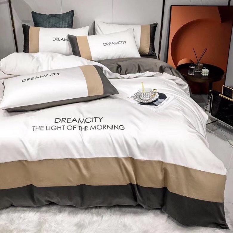 Bộ Chăn Ga Gối Lụa DREAM - SUMOI Đơn Giản Mà Cực Chất - Màu Trắng LAN PHAM BEDDING