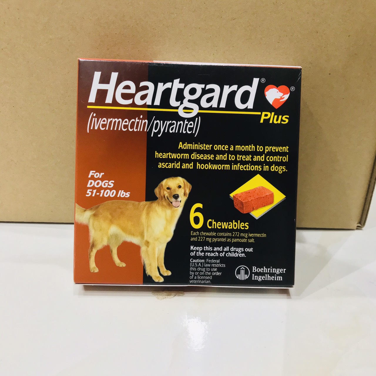 1 Hộp (6 Viên) HEARTGARD &lt;Chó Trên 22,5 đến 45kg&gt; Phòng Giun Tim Kiểm Soát Giun Đũa Giun Móc