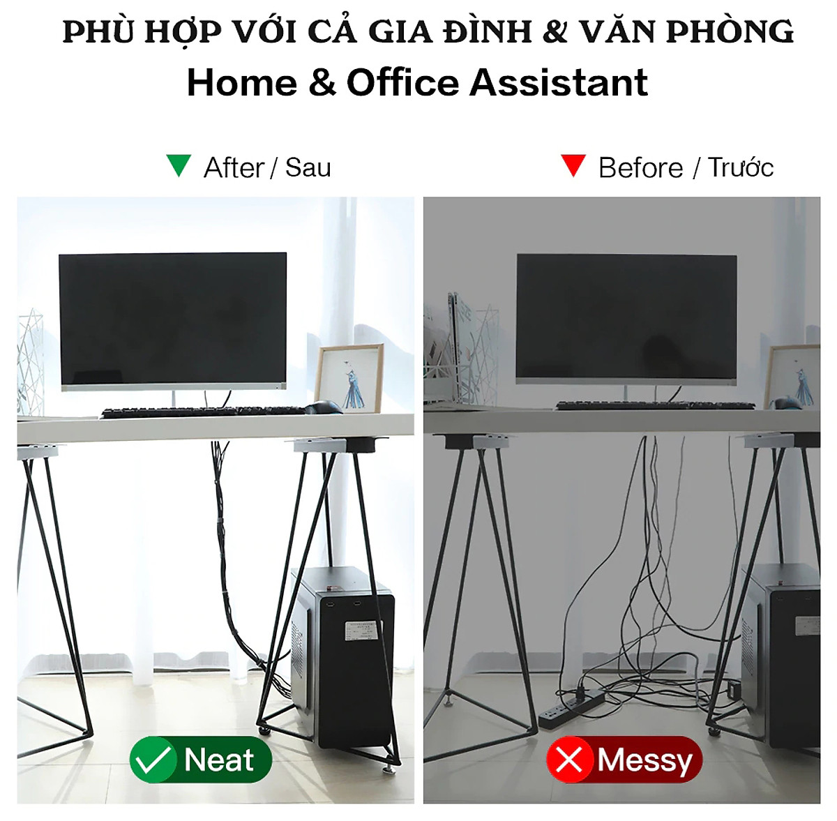 Băng dính gai làm gọn dây điện, băng dán gai đa năng băng nhám làm gọn góc PC, dây cáp sạc, tai nghe - Hàng nhập khẩu