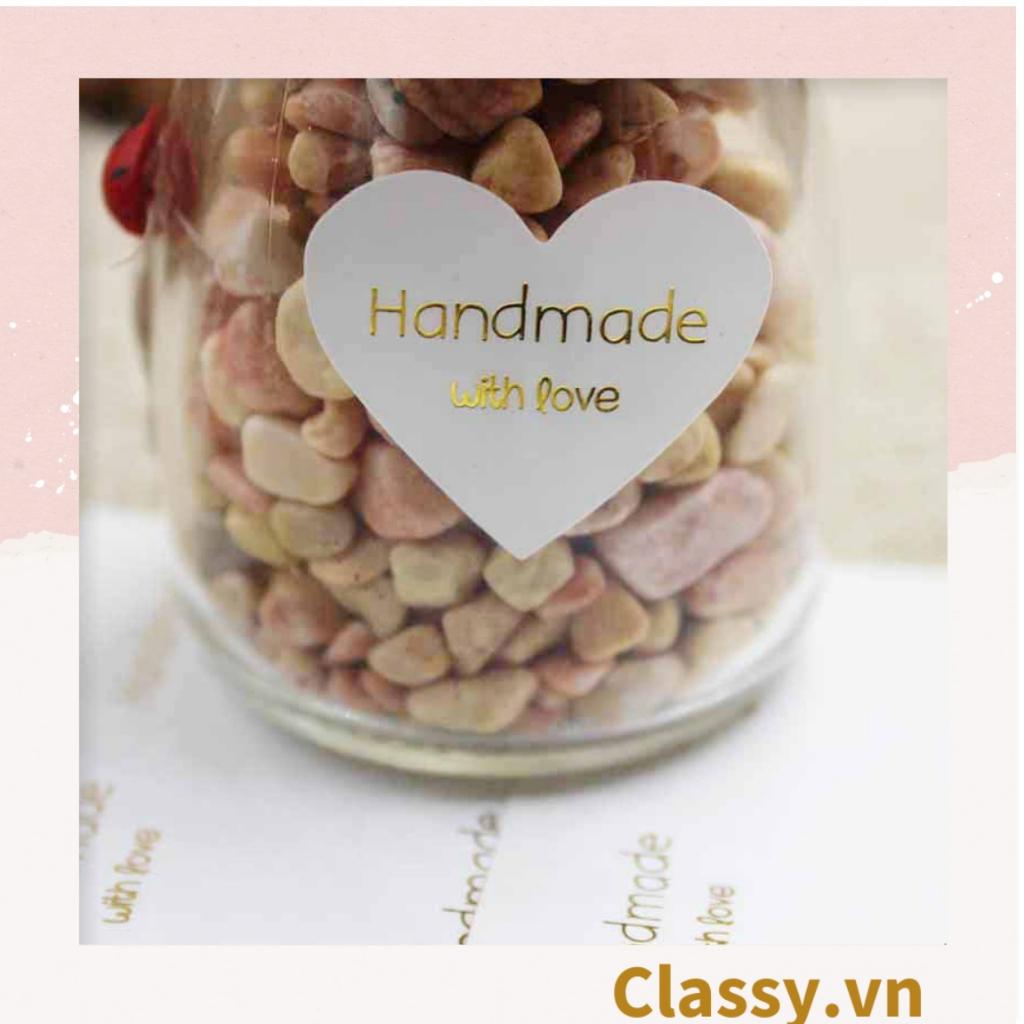 Bộ 16 Sticker hình trái tim Classy dán hộp bánh handmade, quà tặng DYI dễ thương, tem dán quà tặng, túi giấy, thiệp Q680