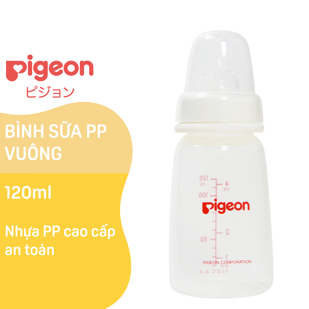 Bình sữa cổ hẹp PP vuông Pigeon 120ml/240ml