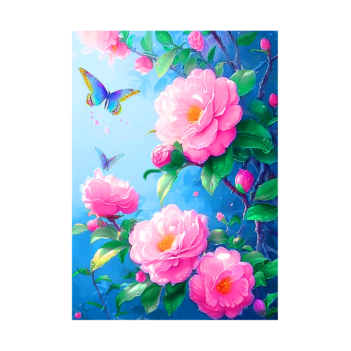 [Thêu kín 4 sợi] Tranh thêu chữ thập Hoa mẫu đơn khoe sắc 66813, kích thước 60 x 80 cm