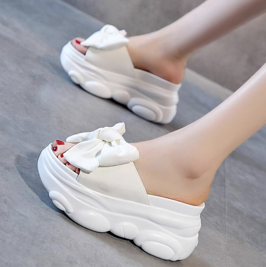 Dép nữ đế gồ quai nơ bản to cao cấp