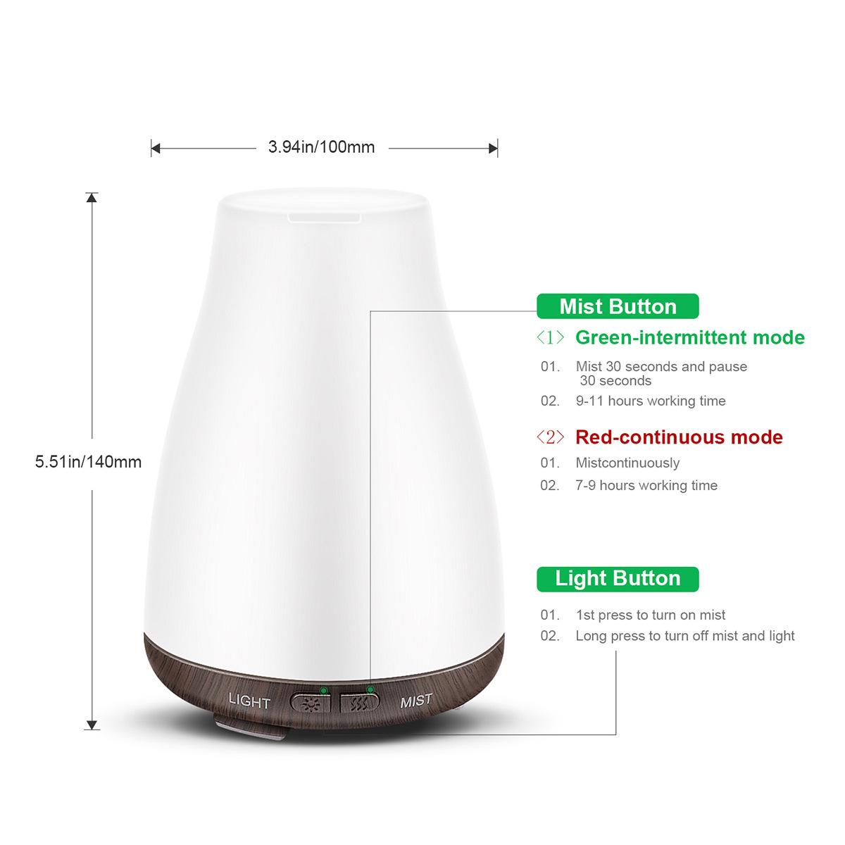 100ML Siêu Âm Thanh Máy Tạo Độ Ẩm Không Khí Mini Gia Đình Hương Thơm Khuếch Tán Phát Sáng 7 Màu Điện Thông Minh Máy Khuếch Tán Tinh Dầu Với Thời Gian