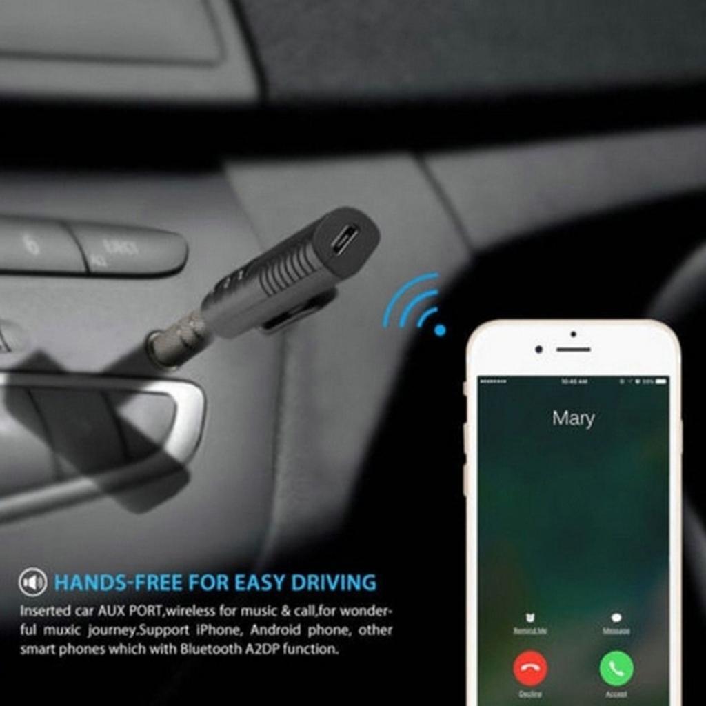 2x Mini Wireless Bluetooth v5.0 Receiver 3.5mm Jack Car AUX Audio Adapter