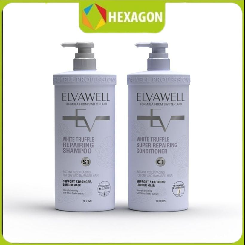 Dầu gội xả phục hồi hư tổn siêu suôn mượt Elvawell 1000ml (Màu tím)