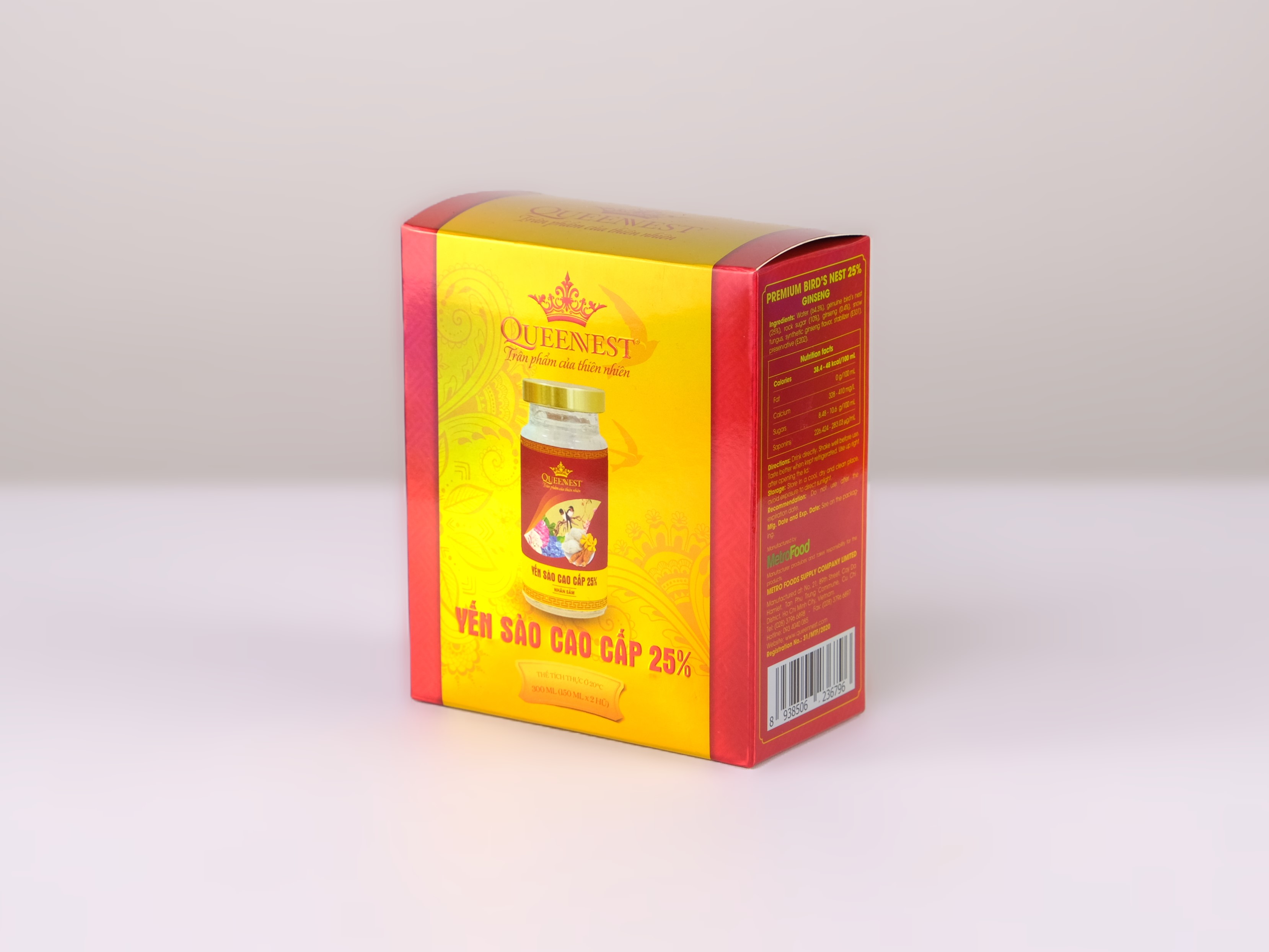 Yến sào cao cấp Queennest 25% Nhân Sâm -  hũ 150ml (hộp nhỏ 2 hũ) - hàng chính hãng