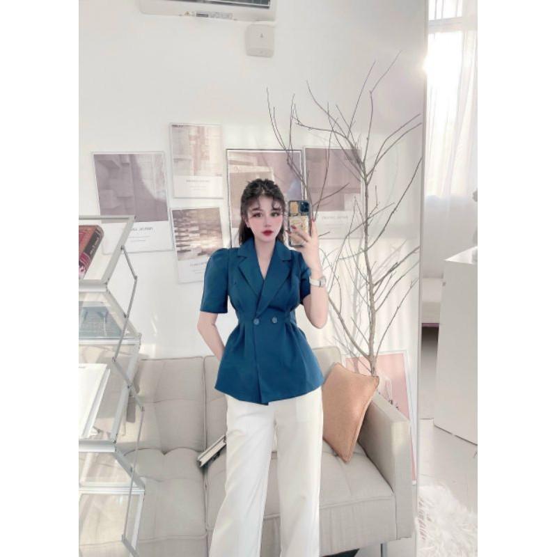 A553 Áo vest cách điệu dáng tay lửng chiết ly eo tỷ mỷ, dáng ôm vạt xòe 3 tone màu nổi bật