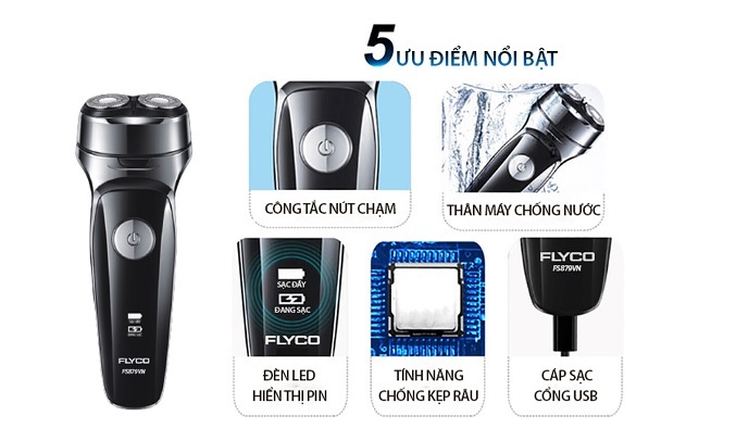 Máy cạo râu Flyco FS-879VN - Sạc pin nhanh