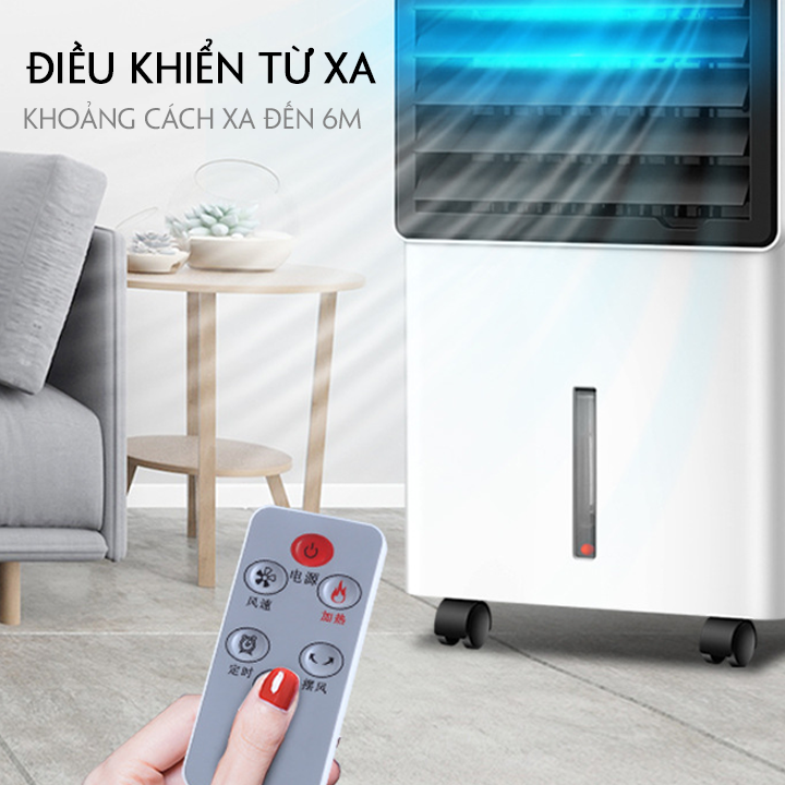 Quạt điều hòa kiêm quạt sưởi hai chế độ dùng quanh năm hai khay chứa nước 8L có khiển