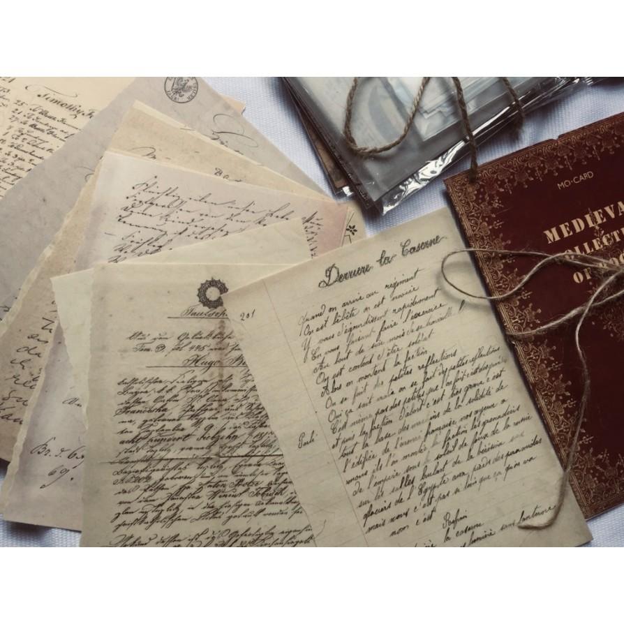 (5 mẫu) Set 10 Tấm Giấy Retro Manuscript Trang Trí Sổ Bullet Journal - Set Giấy Báo Cũ Vintage