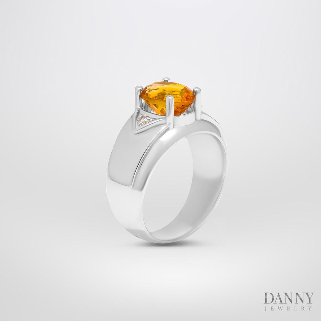 Nhẫn Nam Danny Jewelry Bạc 925 Đá Citrine/Smoky Quartz Xi Rhodium HNN004