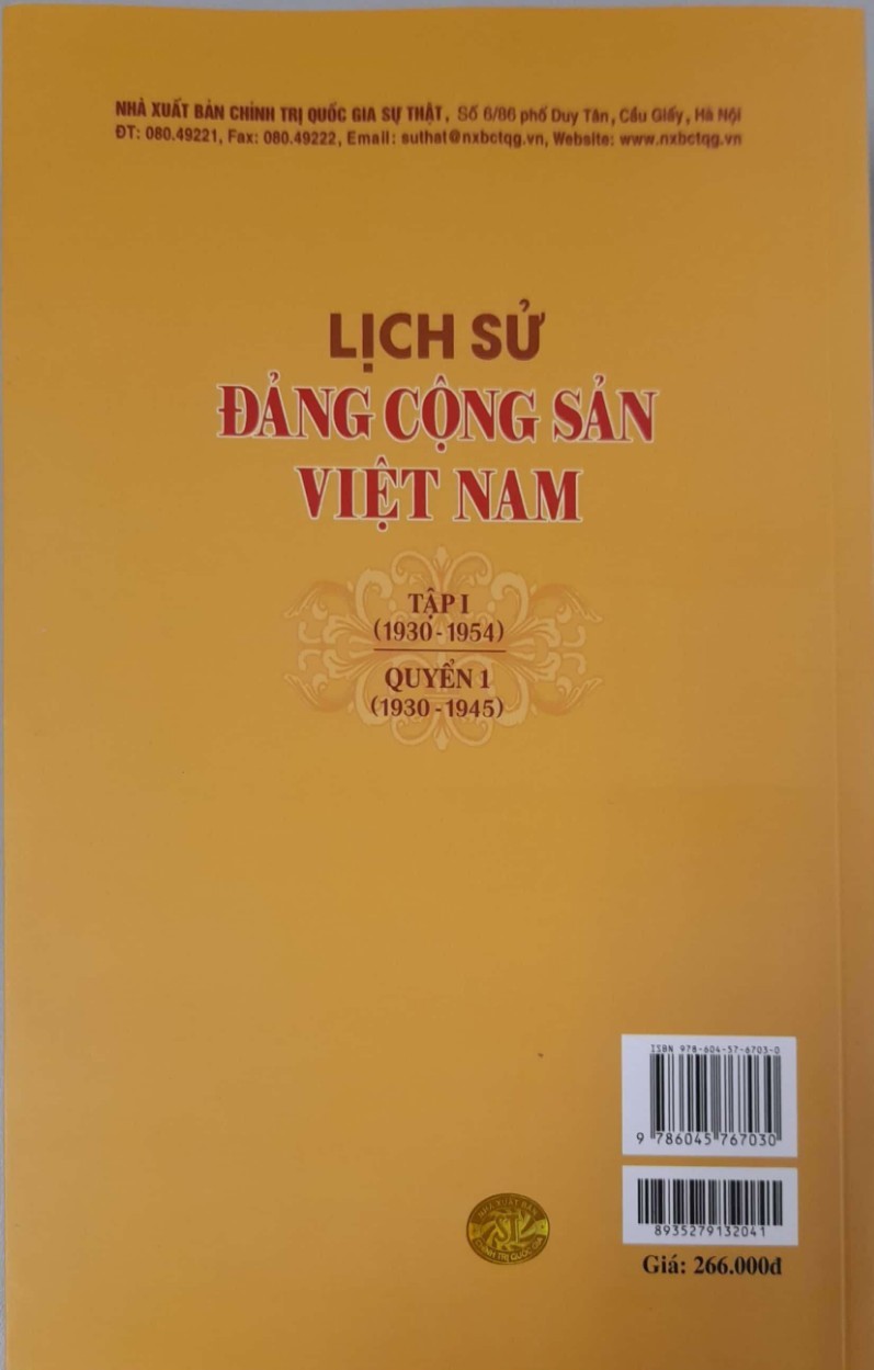 Lịch Sử Đảng Cộng Sản Việt Nam Tập 1(1930-1954) Quyển 1 (1930-1954) (Xuất bản lần thứ hai)