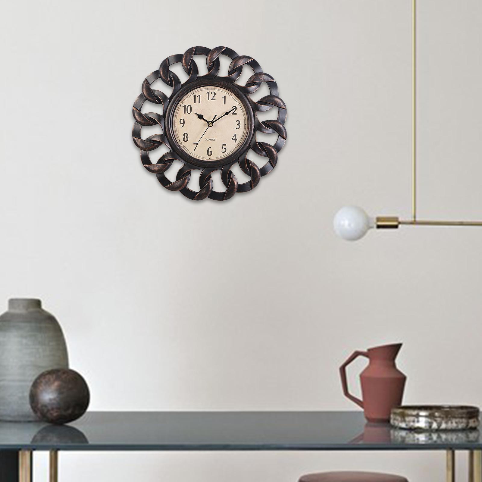 Retro Wall Clock, Round Non Ticking Hanging Clocks for Bedroom Coffee shop decorationation
