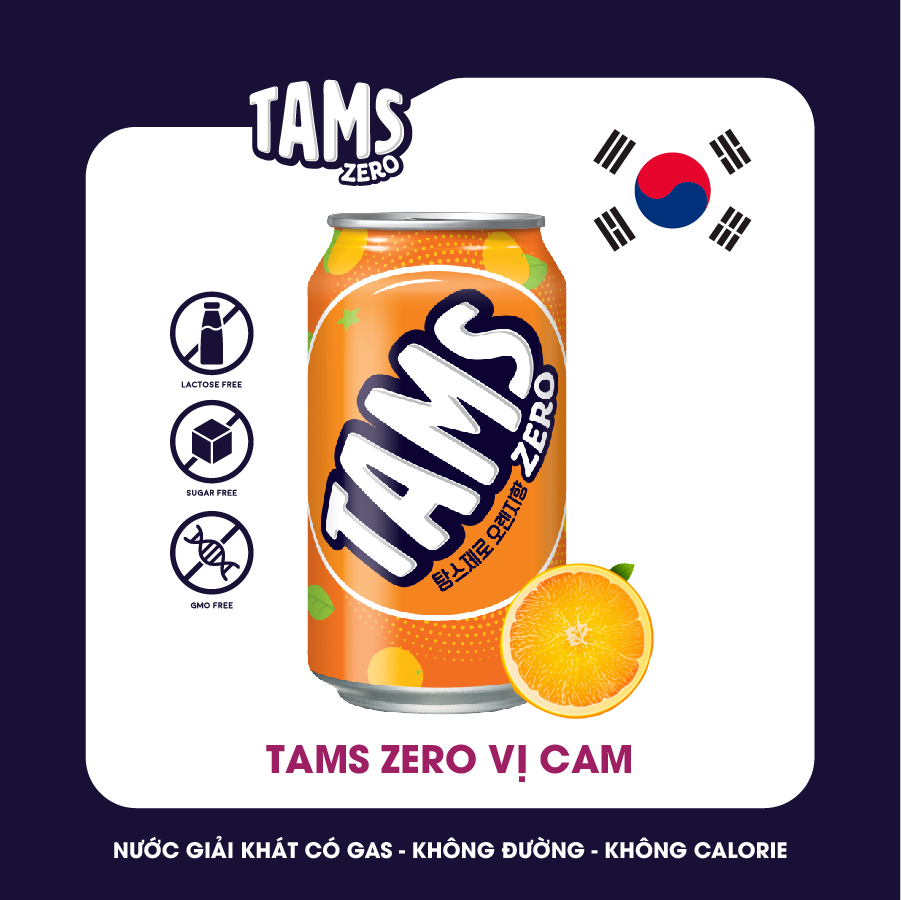 Nước giải khát có gaz Tams Zero Calorie Hương Cam