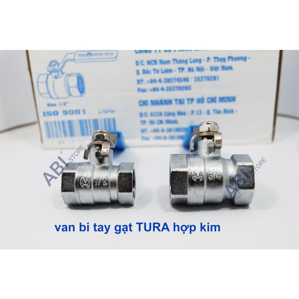 Van bi tay gạt Tura hợp kim, van khóa dn15, dn20