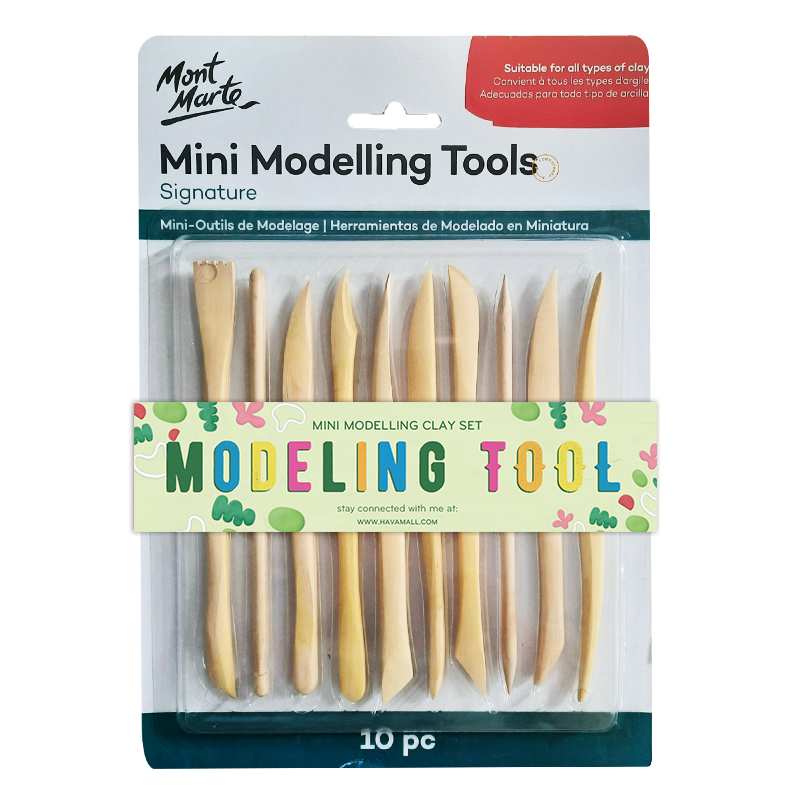 Bộ Dụng Cụ Điêu Khắc Đất Sét 10 Cái – Mont Marte Mini Modelling Tools Boxwood 10 pc (Bao Bì Ngẫu Nhiên)