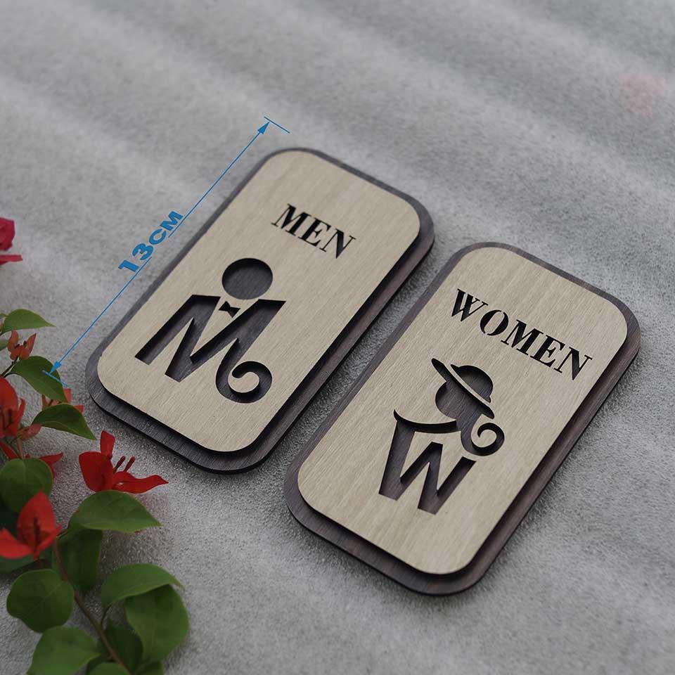 Bảng Gỗ Men Women Toilet Vintage Decor LEVU TL09