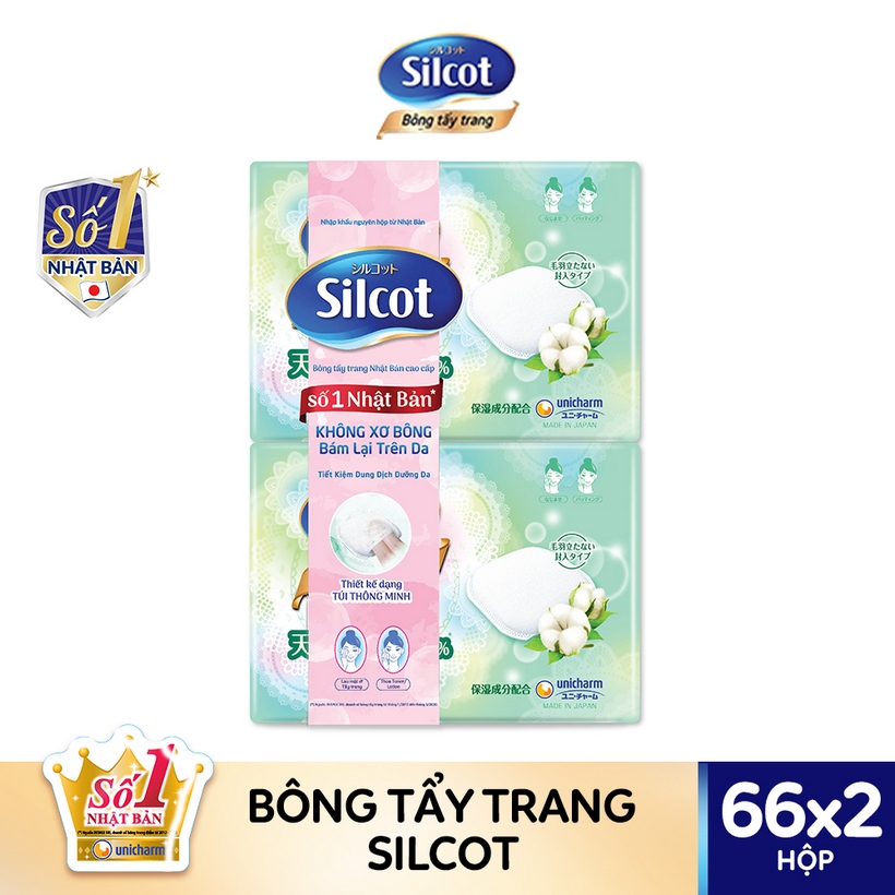 Combo 2 Bông tẩy trang cao cấp Silcot Premium hộp 66 miếng