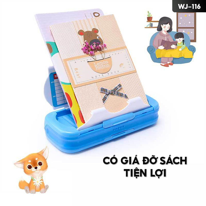 Hộp Đựng Bút 2 Mặt Có Ke Gim Bút Tiện Lợi Chất Liệu Nhựa Gọn Nhẹ 20.5x9cm WJ-116