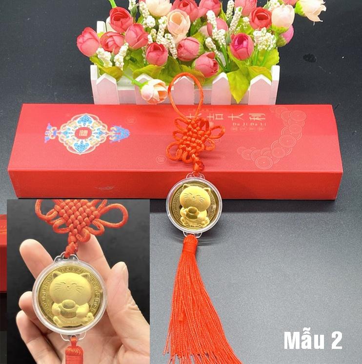 Dây treo trang trí ngày tết có gắn đồng xu con Mèo - 2023 mang nhiều ý nghĩa phong thuỷ - Mẫu 2 - NELI - RƯỚC LỘC XUÂN