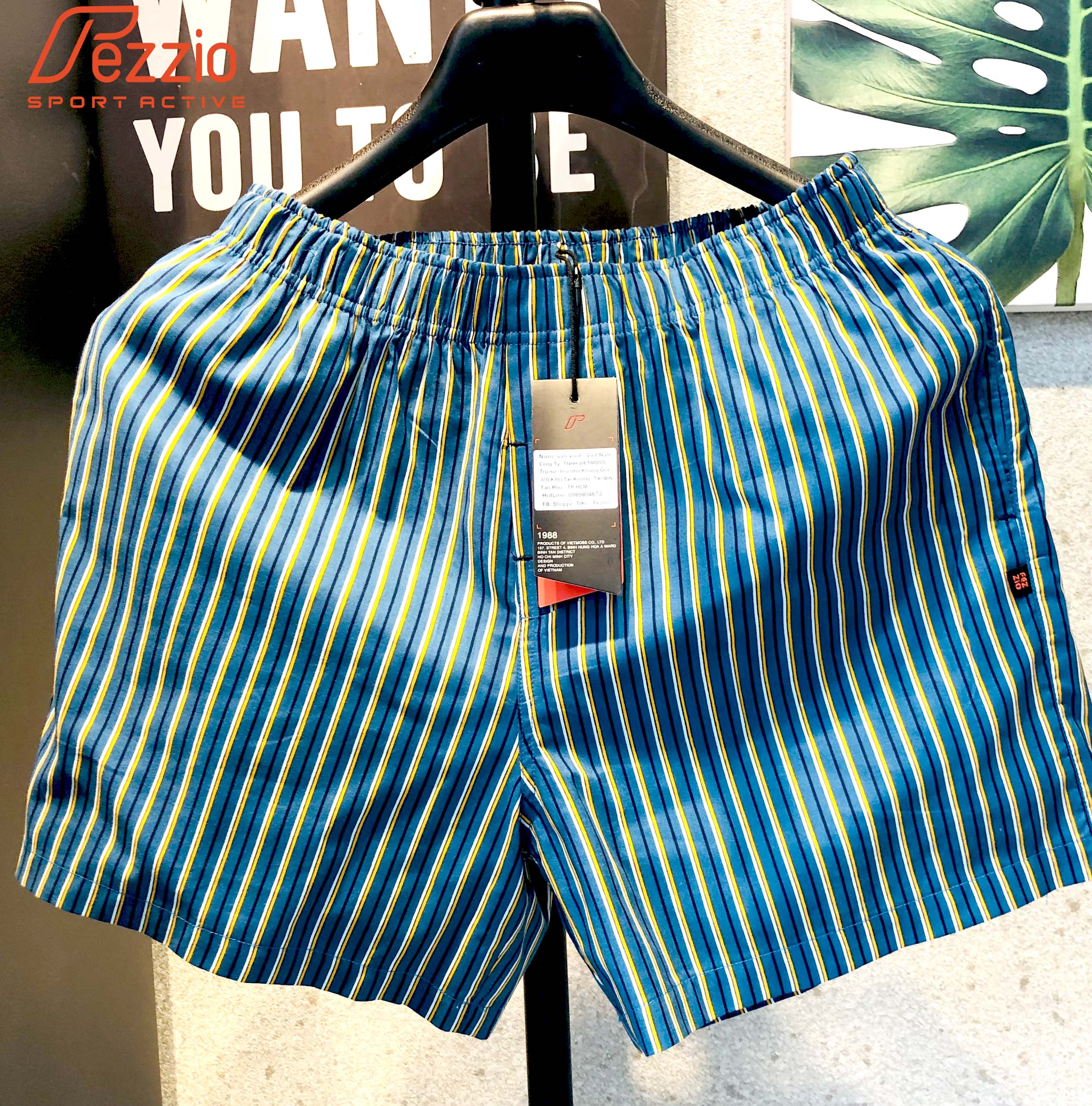 Quần đùi nam xuất khẩu mặc nhà, quần đùi nam, quần short, quần sọc nam vải kate cotton 100% thương hiệu Fezzio