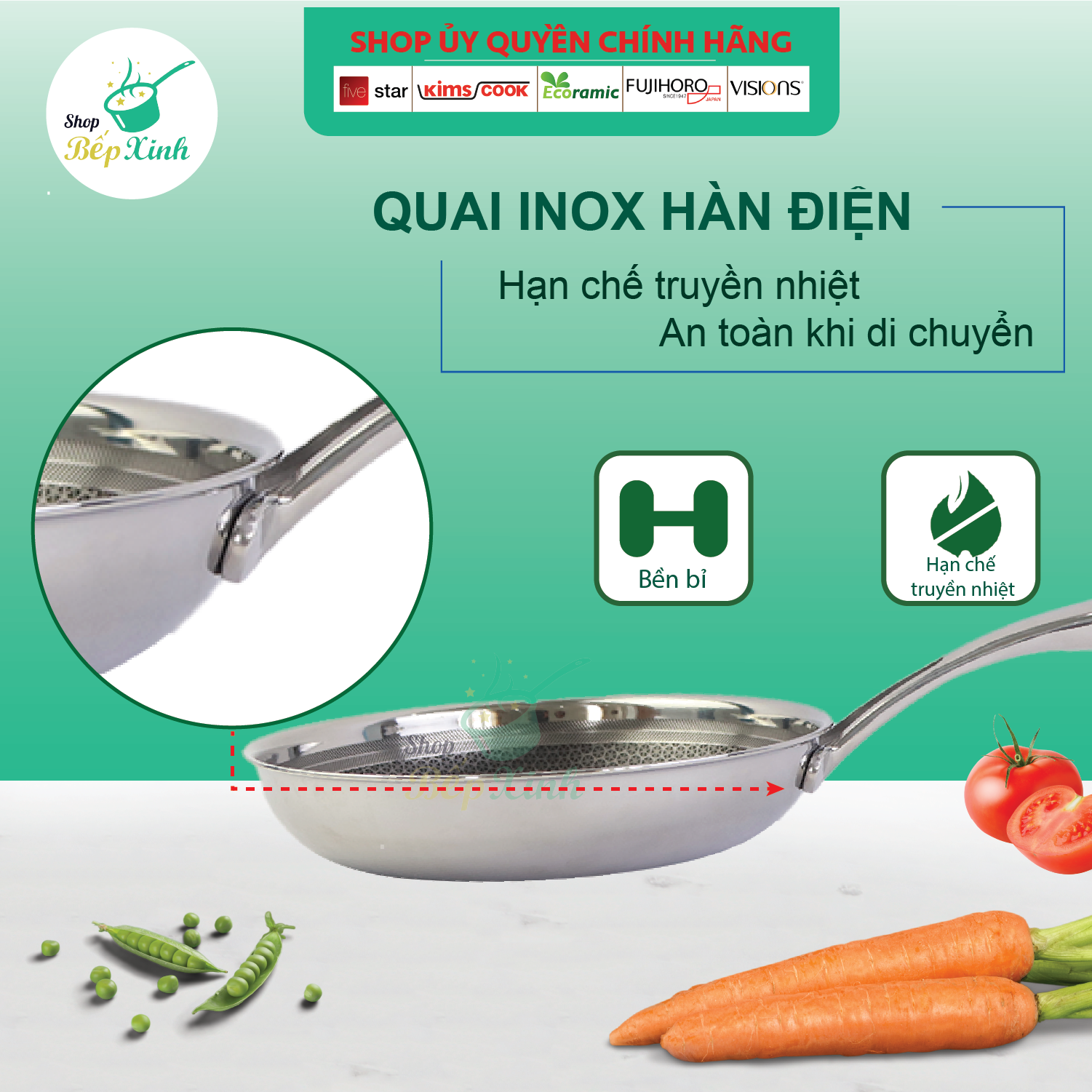 Chảo xào đáy từ , chảo sâu lòng 3 lớp đúc liền  inox 304 cao cấp Hàn Quốc Kimscook BlackCube siêu bền, cào không xước - tặng 1 sạn inox