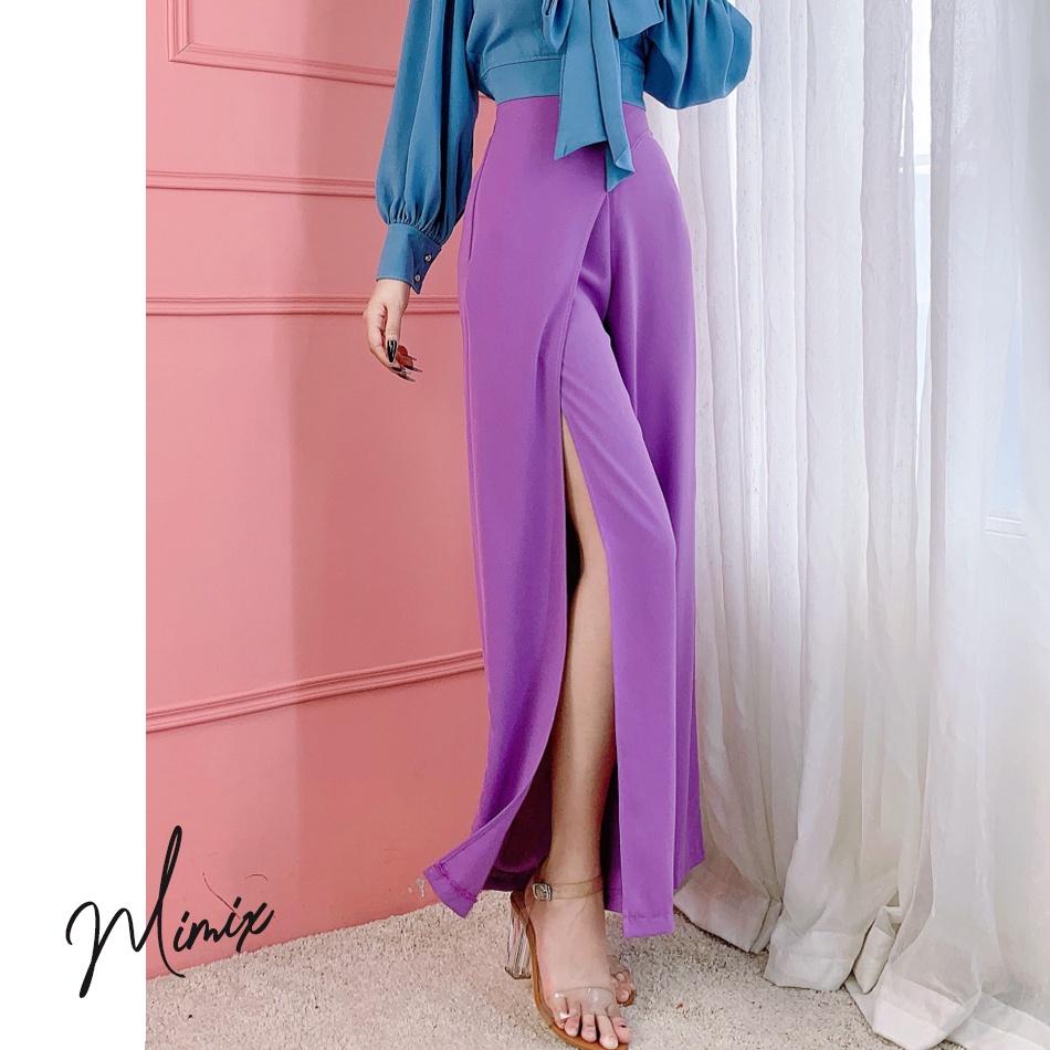 Quần tây trơn ống suông phối vạt chéo MIMIX sang trọng AO2150