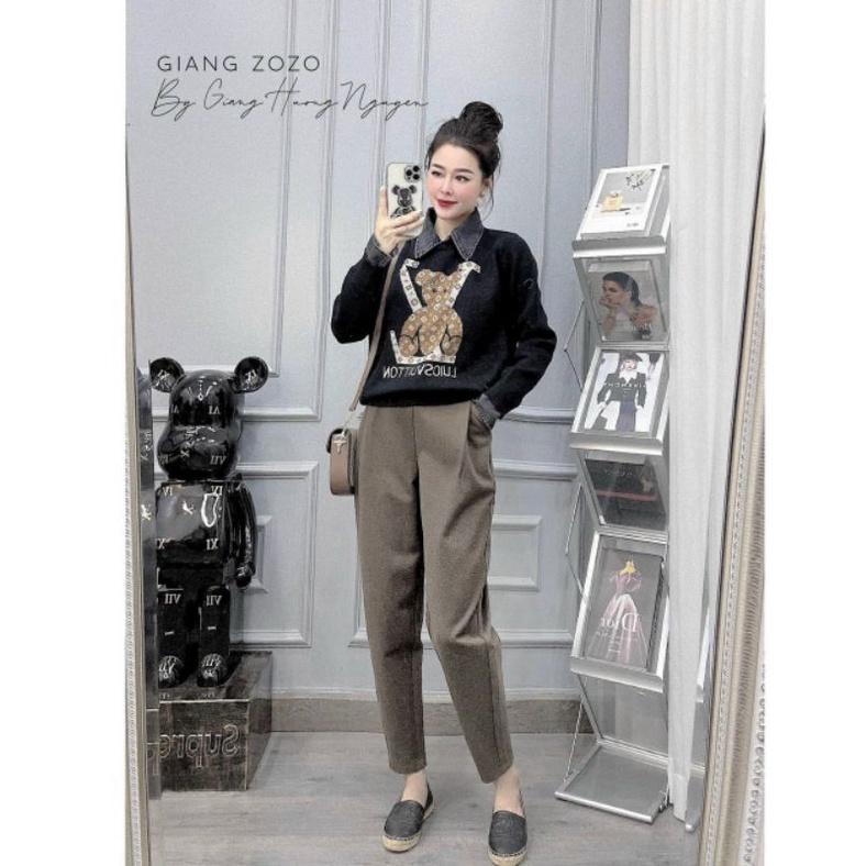 quần tây âu công sở dài vải Dạ cạp chun sau co dãn dáng baggy Hàn Quốc 2 màu đen nâu mã THUXINHSHOP