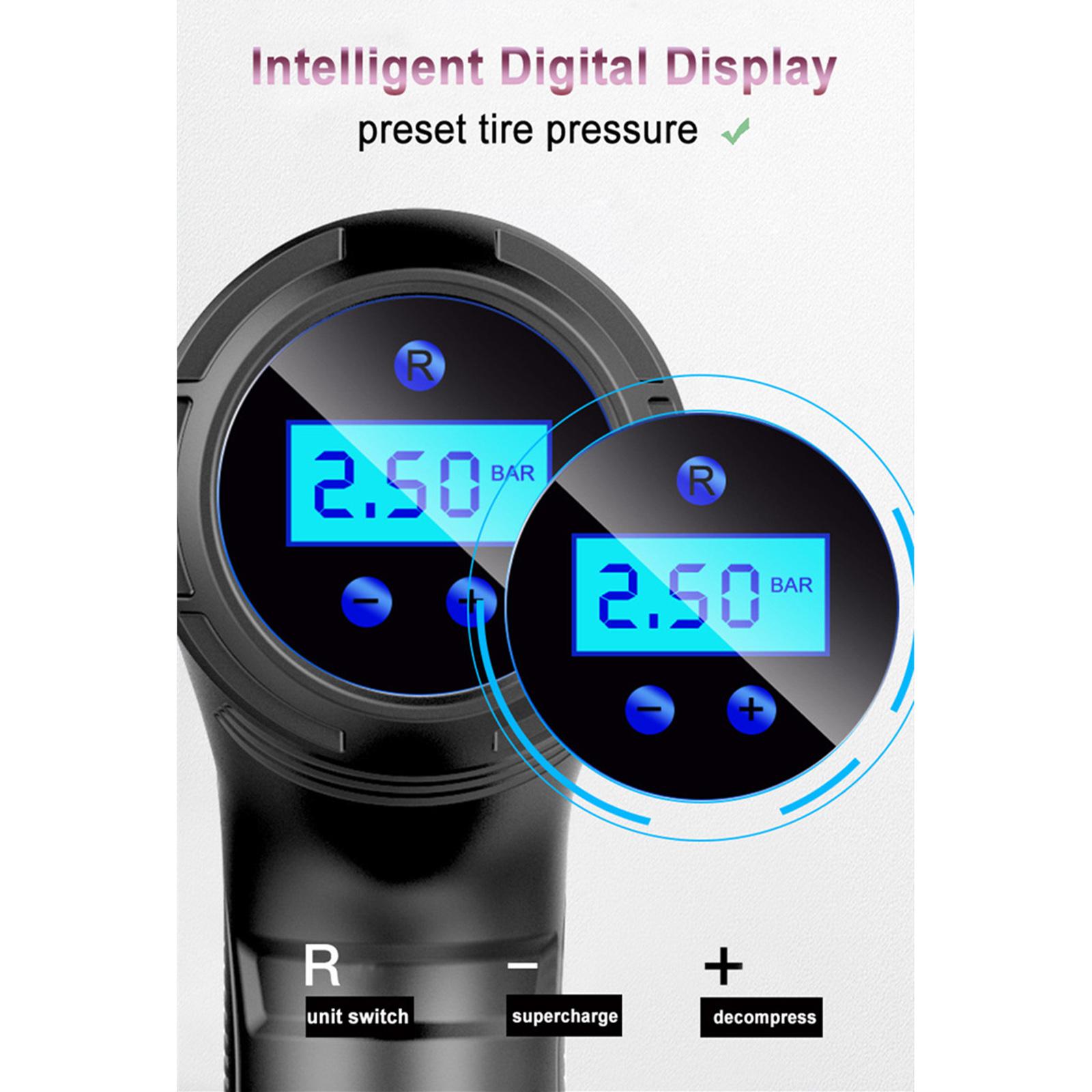 Handheld Wireless Tyre Inflator Portable Air Pump Inflation Digital Display Screen Tire Pressure Detection for Car Motorcycle Bike Equipment