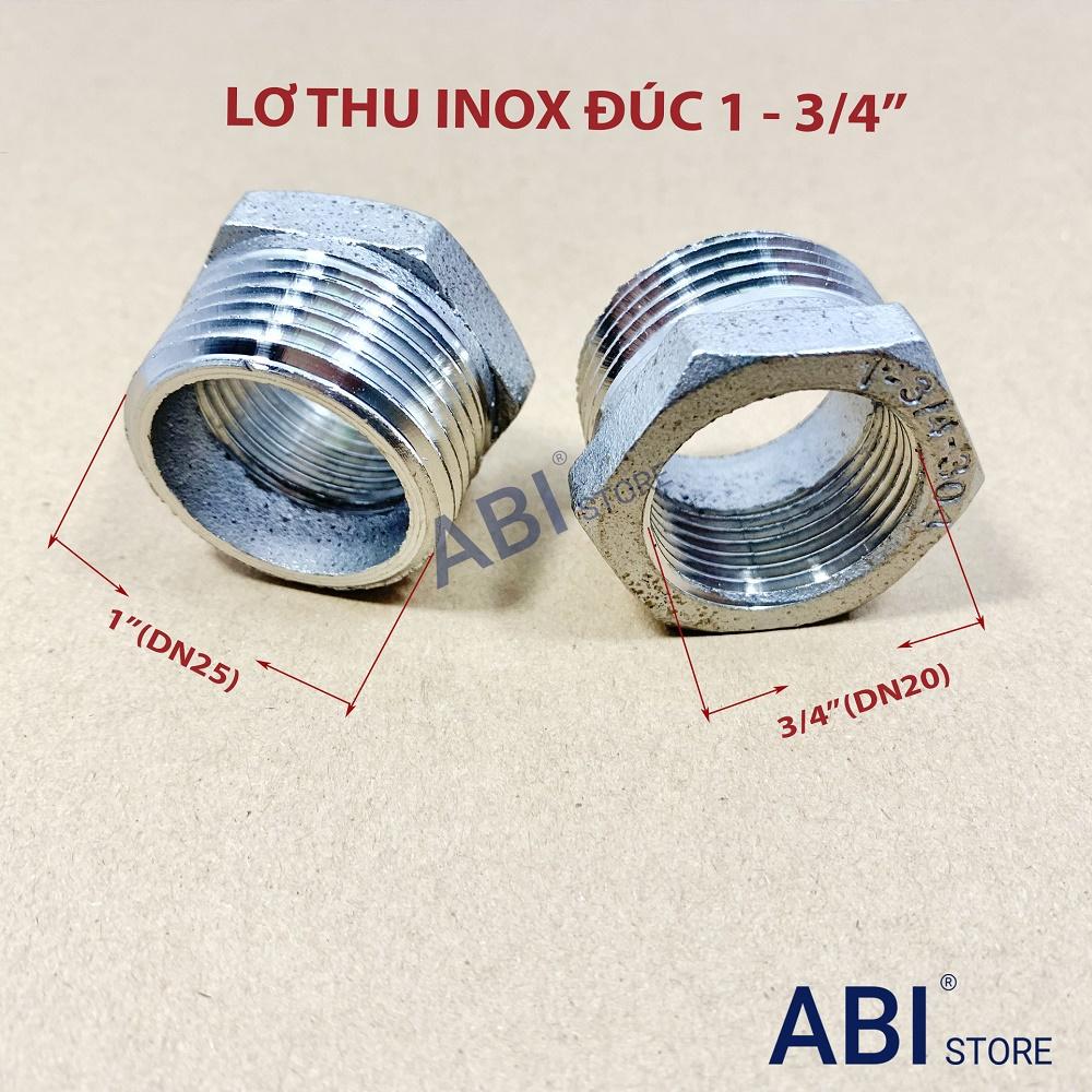 Lơ thu inox ren ngoài 34 về ren trong 27, cà rá thu 1-3/4'' đúc hàng dày đẹp