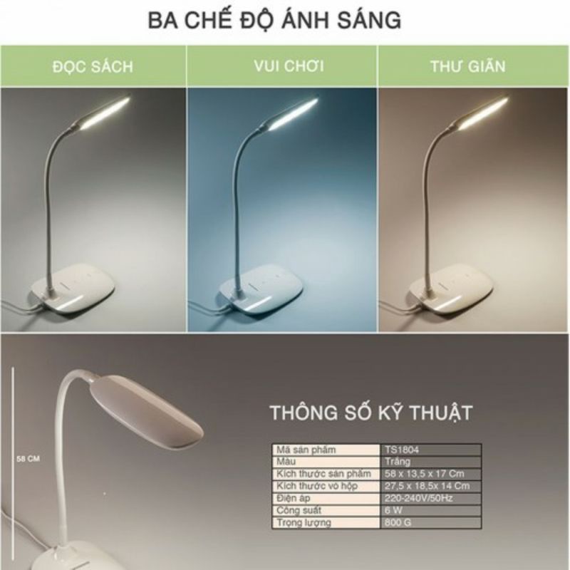 Đèn Bàn LED Chống Cận Tiross TS1802 - 6W - Hàng Chính Hãng