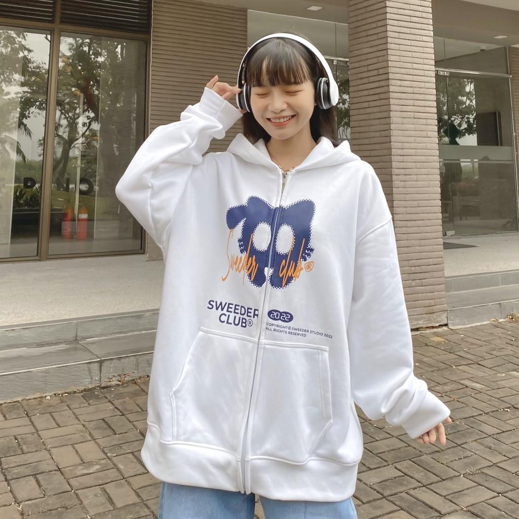 Hình ảnh Áo Khoác Hoodie CAT Nam Nữ Unisex Form Rộng Phối Zip Vải Nỉ Bông Dày Dặn