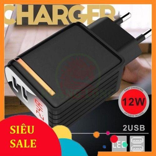 Củ Sạc cho Ipad BYZ-DAY003 12W 2 Cổng Sạc 2USB + 2.4A + Sạc nhanh QC3.0 có LCD - Hàng Chính Hãng