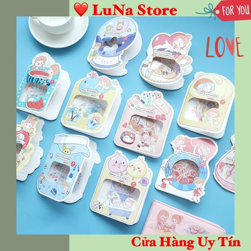 Sticker / Hình dán Túi 40pcs Cậu Bé/Cô Bé Mùa Hè Dễ Thương