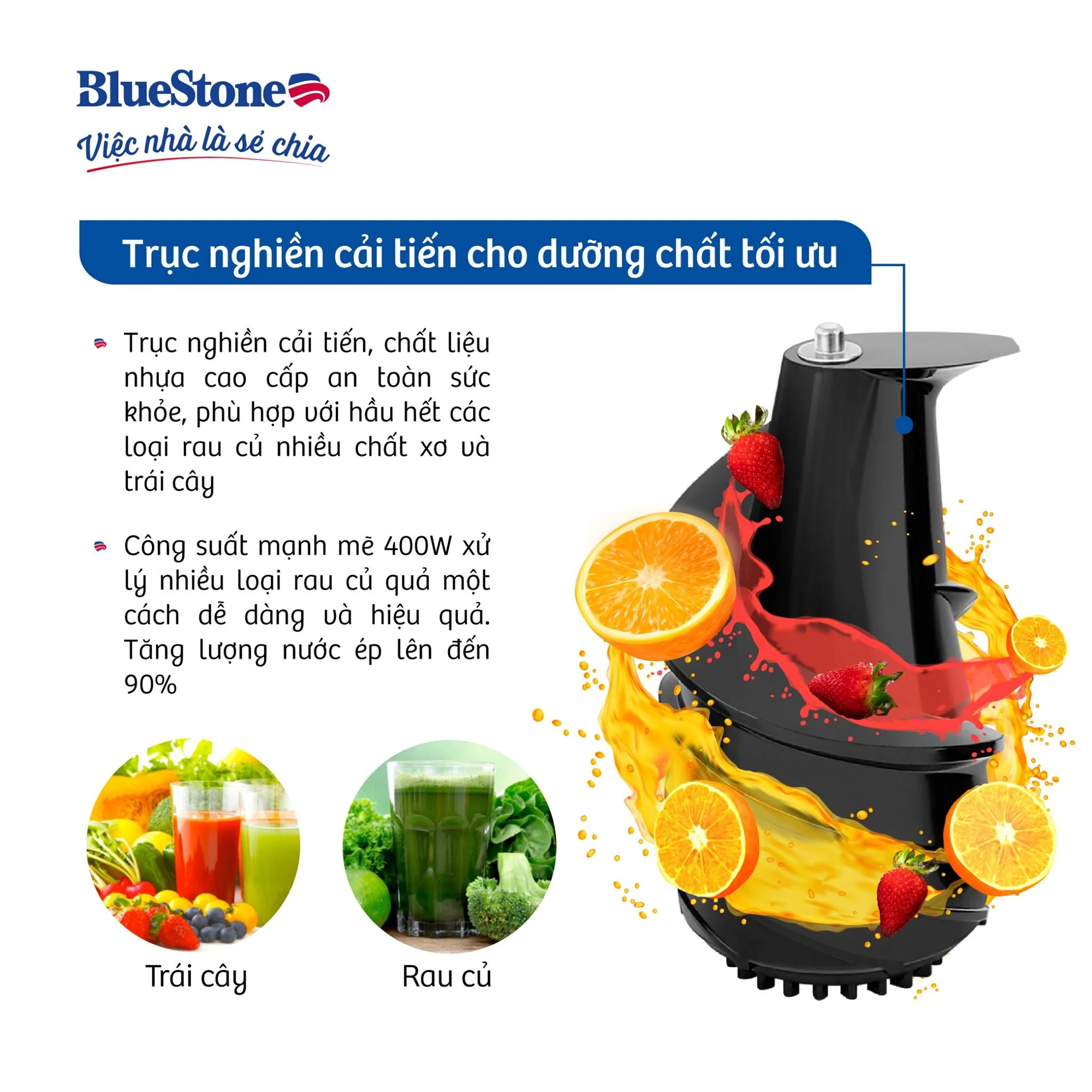 Máy ép chậm Bluestone SJB-6578 - Hàng chính hãng