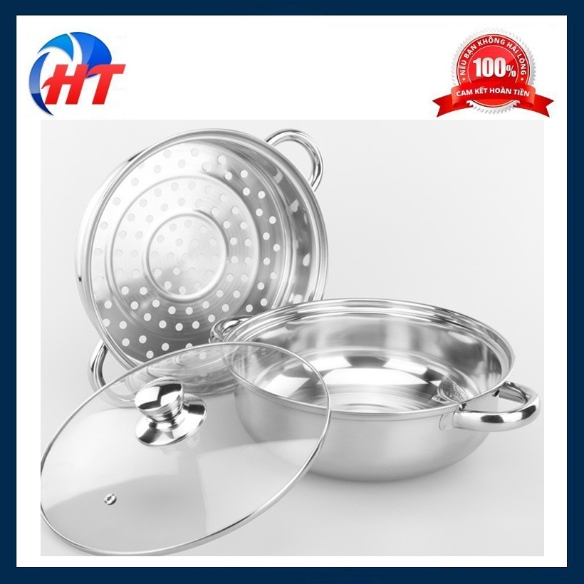 NỒI HẤP XỬNG 2 TẦNG INOX MẶT KÍNH - HT