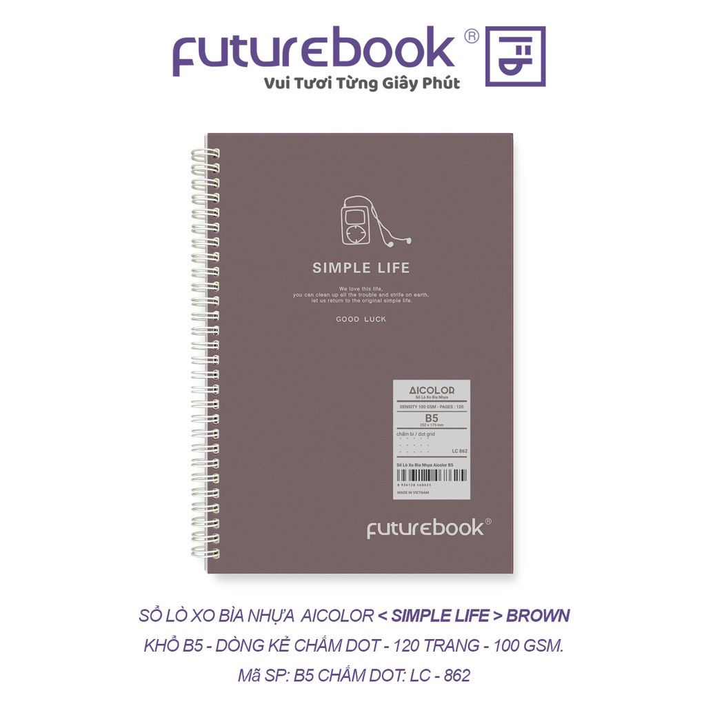 FUTUREBOOK (Có Nhiều Mẫu)-Sổ Lò Xo Bìa Nhựa AICOLOR B5_Chấm Dot_120Trang_Định Lượng 100Gsm. MÃ SP LC862 (Giao mẫu nhiên)