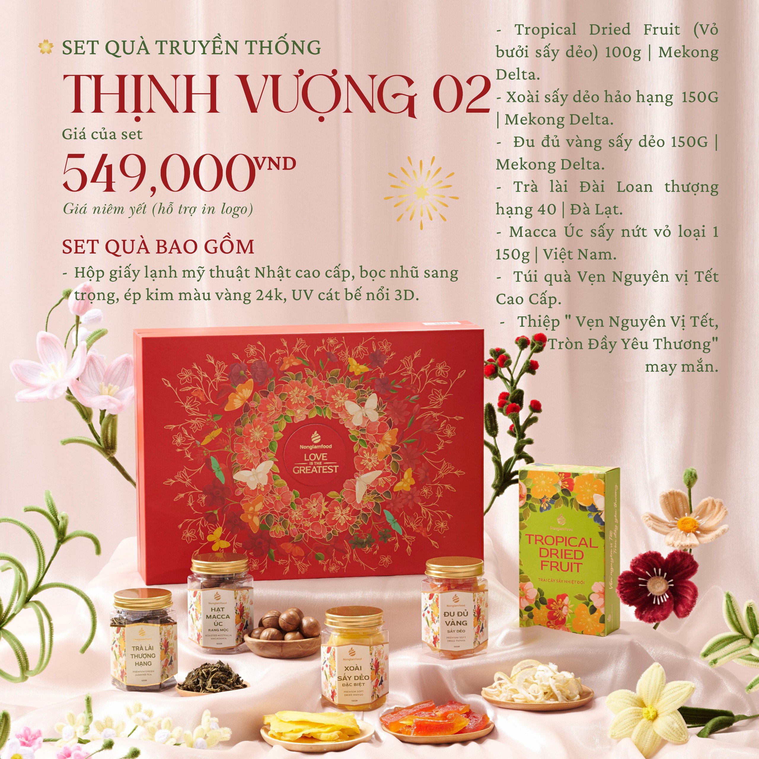 [BỘ QUÀ TẾT 2024] Set quà tết truyền thống Tết Thịnh Vượng 2 Nonglamfood | Quà tặng cao cấp Xuân Giáp Thìn cho người thân, bạn bè, doanh nghiệp