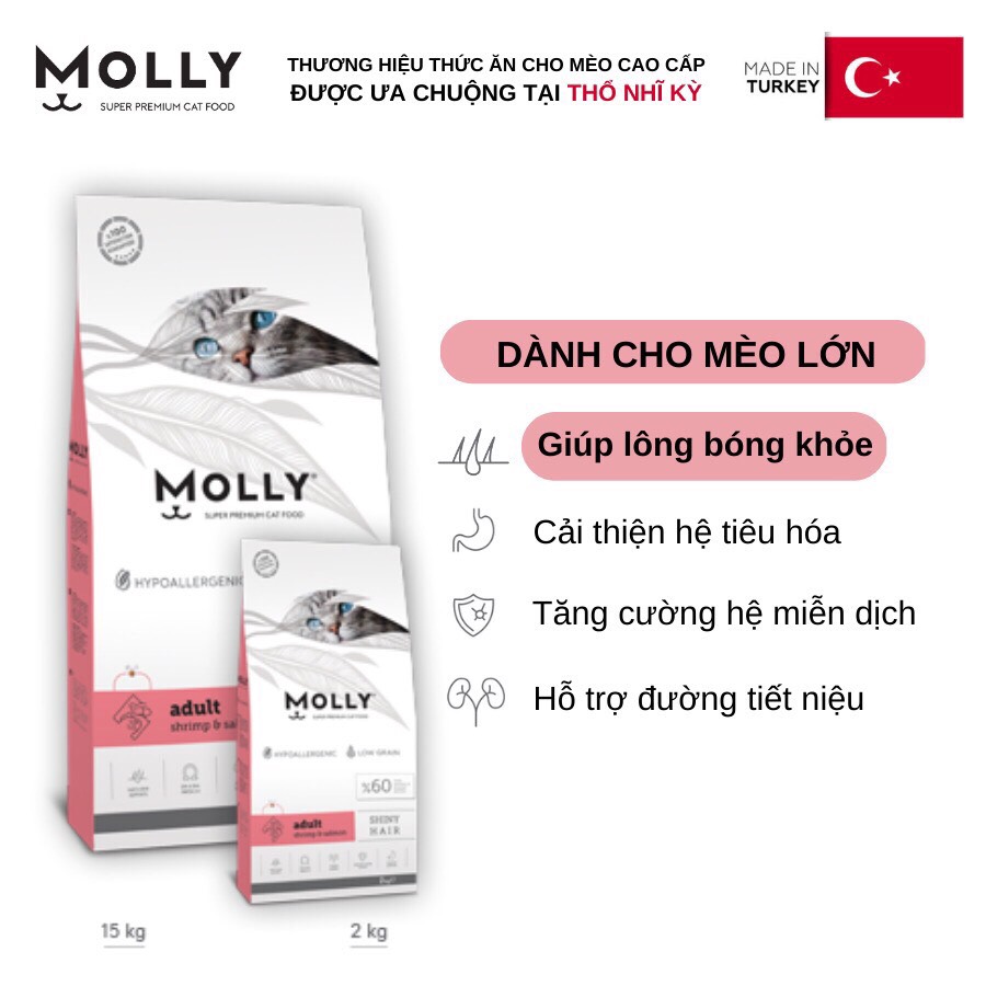 Thức ăn hạt cho mèo mọi lứa tuổi MOLLY SUPER PREMIUM CAT FOOD 2KG