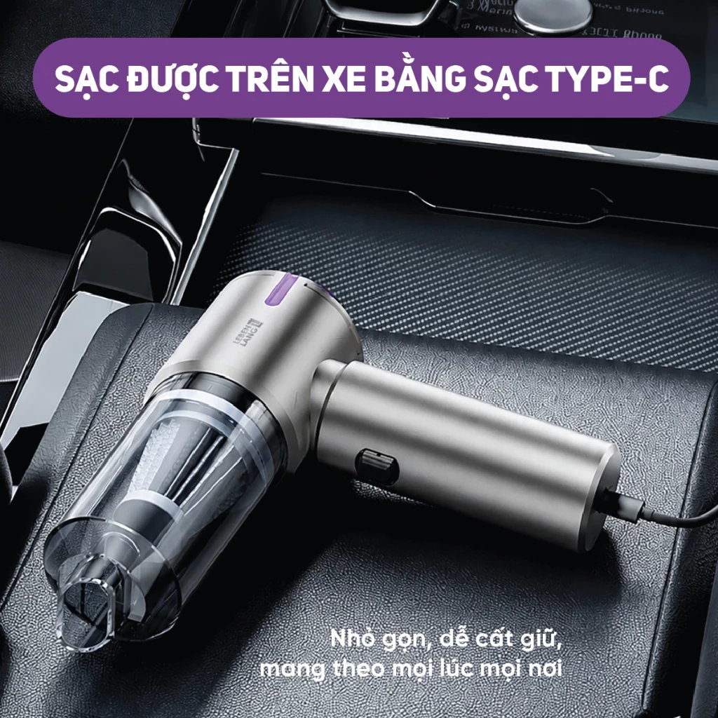 Máy hút bụi cầm tay mini không dây Lê Bên Làng LBL1663, tích hợp hút & thổi 2 trong 1, công suất 12000Pa, pin sạc 2000mAh cho 4h sử dụng - Hàng chính hãng