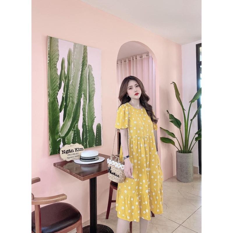 Váy bầu cao cấp chất đũi Hànthoáng mát không nhănfree size 43~68kgcam kết y hình