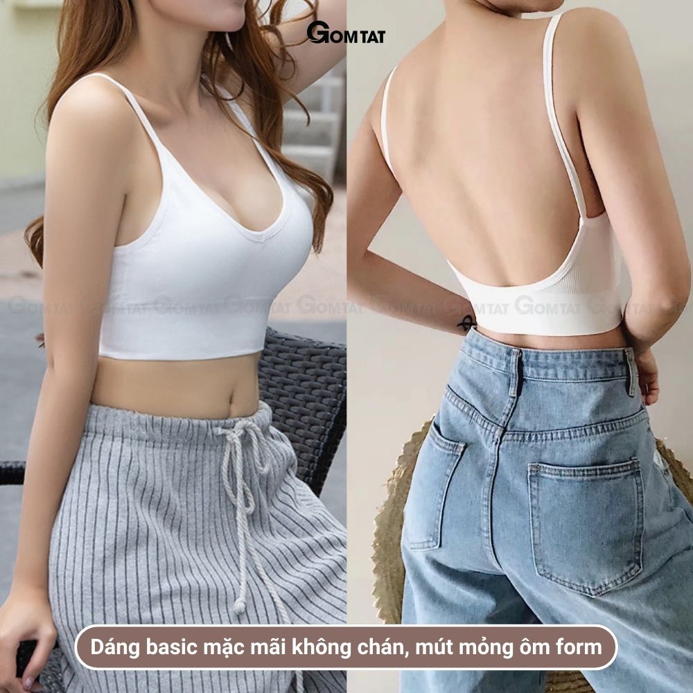 Áo Bra thun gân tâm tập gym, áo ngực khoét lưng chữ U kèm mút đệm mỏng - BRACHU-U-007