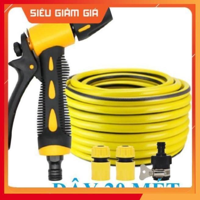 Bộ dây vòi xịt nước rửa xe, tưới cây . tăng áp 3 lần, loại 20m 206319 cút sập, nối đen