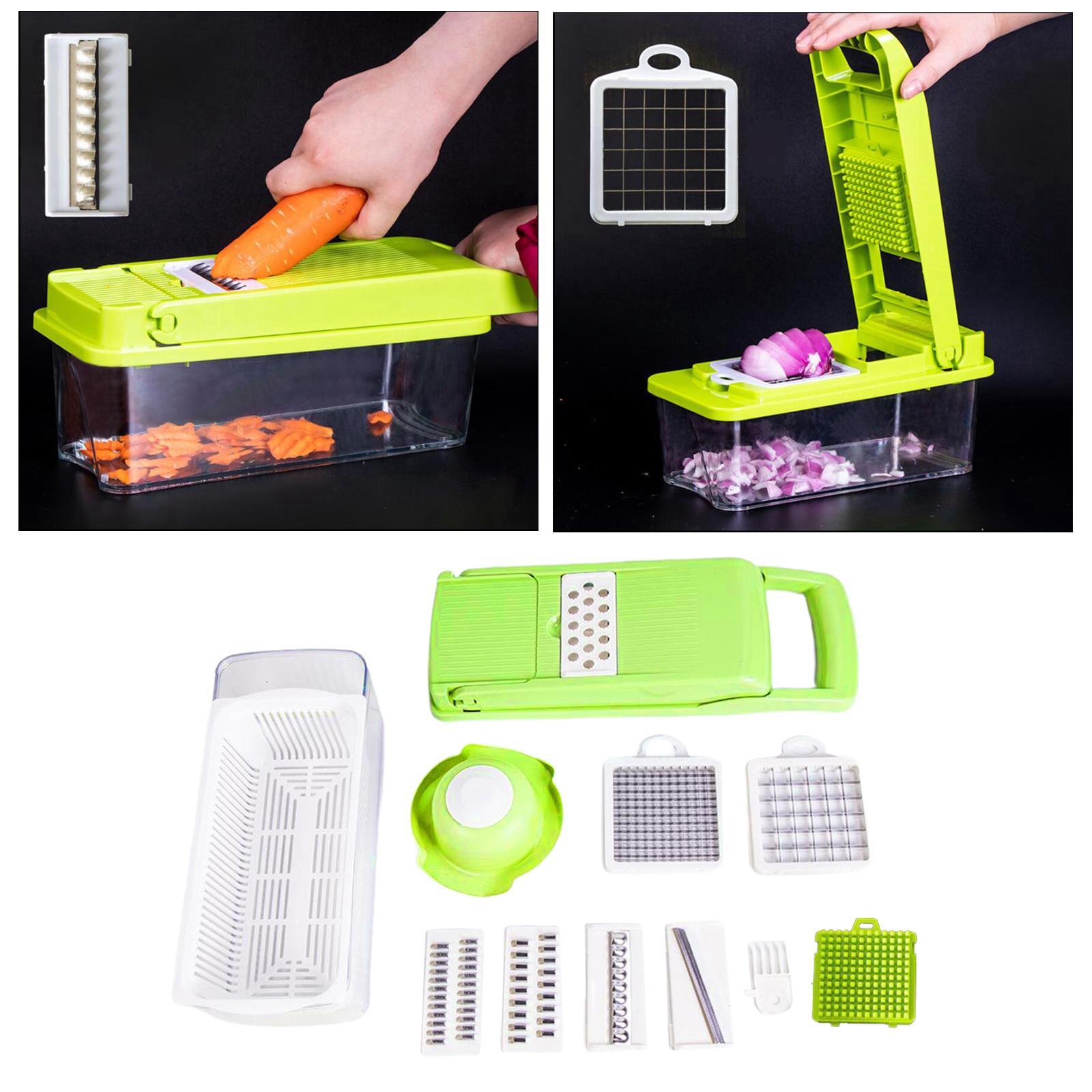 8 in 1 Vegetable Chopper for Salad Potato Food Chopper Kitchen Gadgets green