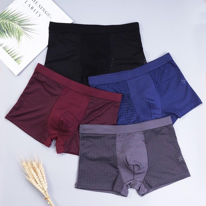 (Có size lớn) Hộp 4 quần lót boxer nam William WS60 - Quần sịp đùi lưới thông hơi thoáng mát